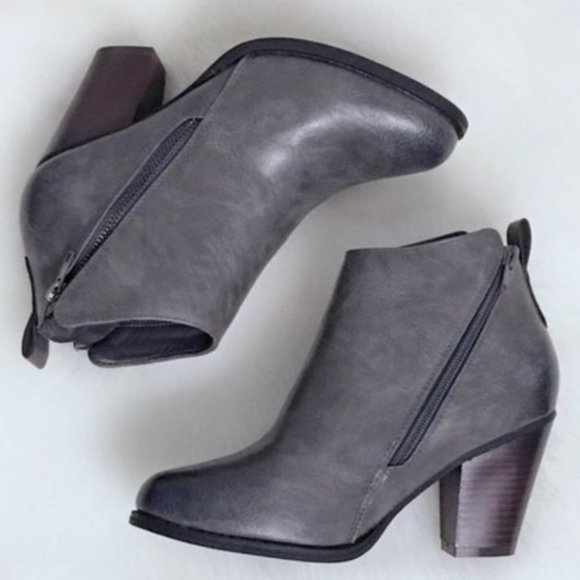 Booties Distressed Gray Double Side Zipper Ankle Booties - Picture 2 of 9